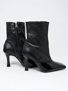 L'INTERVALLE Orabelle Black Patent Leather Stiletto Ankle Boots EU 40/US 9-9.5